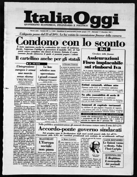 Italia oggi : quotidiano di economia finanza e politica